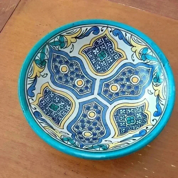  BOWL MOORISH HAND MADE ART DECORATIVE COLLECTIBLE VINTAGE - Picture 1 of 7